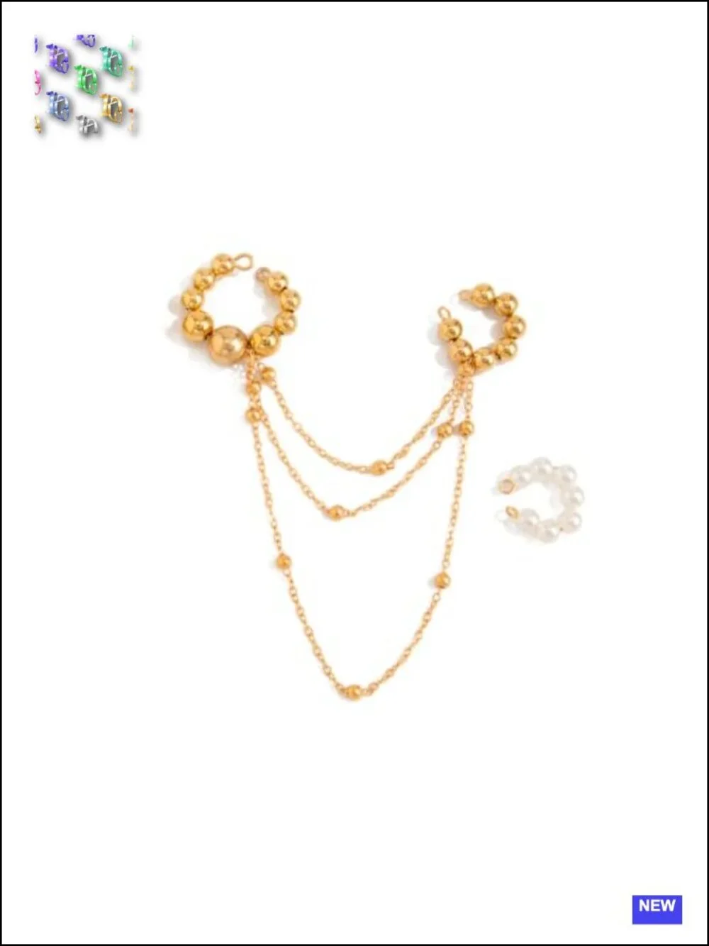 Unique Y2k Geometric Pearl Drop Dangle Statement Wrap Cuff Earrings Party